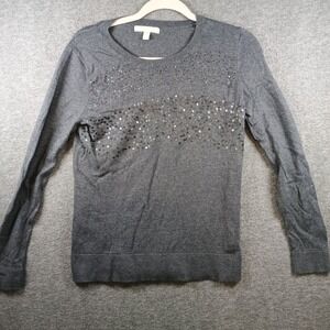 Banana Republic Sweater Womens XS Sequins Black Lightweight Stretch‎ Pullover